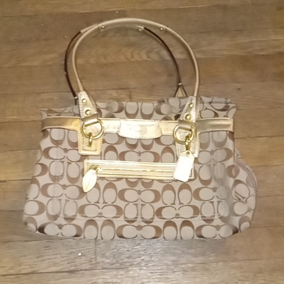 Coach Handbags - Coach purse F14696 Penelope brown gold.